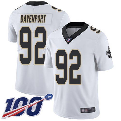 Men New Orleans Saints Limited White Marcus Davenport Road Jersey NFL Football 92 100th Season Vapor Untouchable Jersey